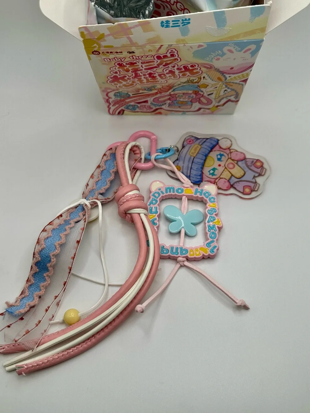 Baby Three BB3 Acrylic Charm Keychain Bag Charm Love Chain Heart Carabiner Clip